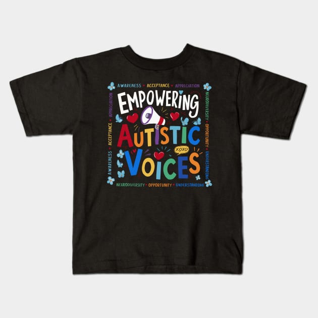 Empowering Autistic Voices Autism Awareness Men Women Kids Kids T-Shirt by AimArtStudio